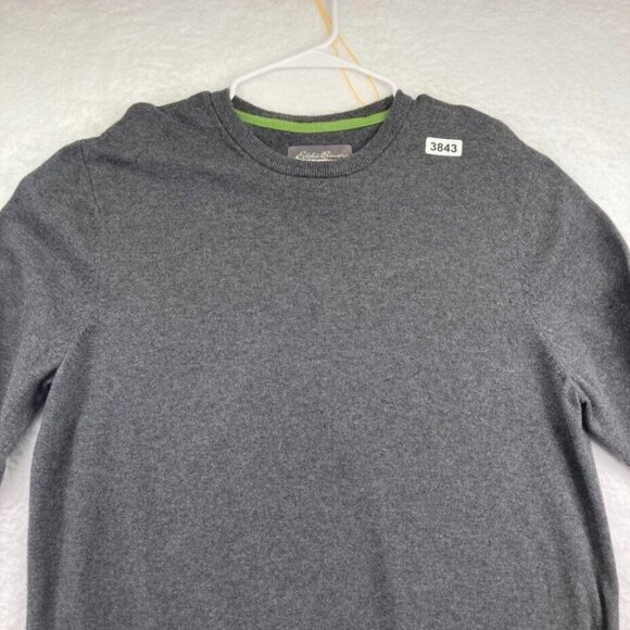 Eddie Bauer Mens Crewneck Sweater Size Large Charcoal Gray Long Sleeve - Picture 2 of 8